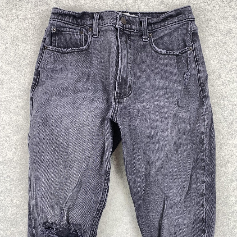 Abercrombie & Fitch The Skinny High Rise Jeans Womens 6S (27x24) Gray Distressed